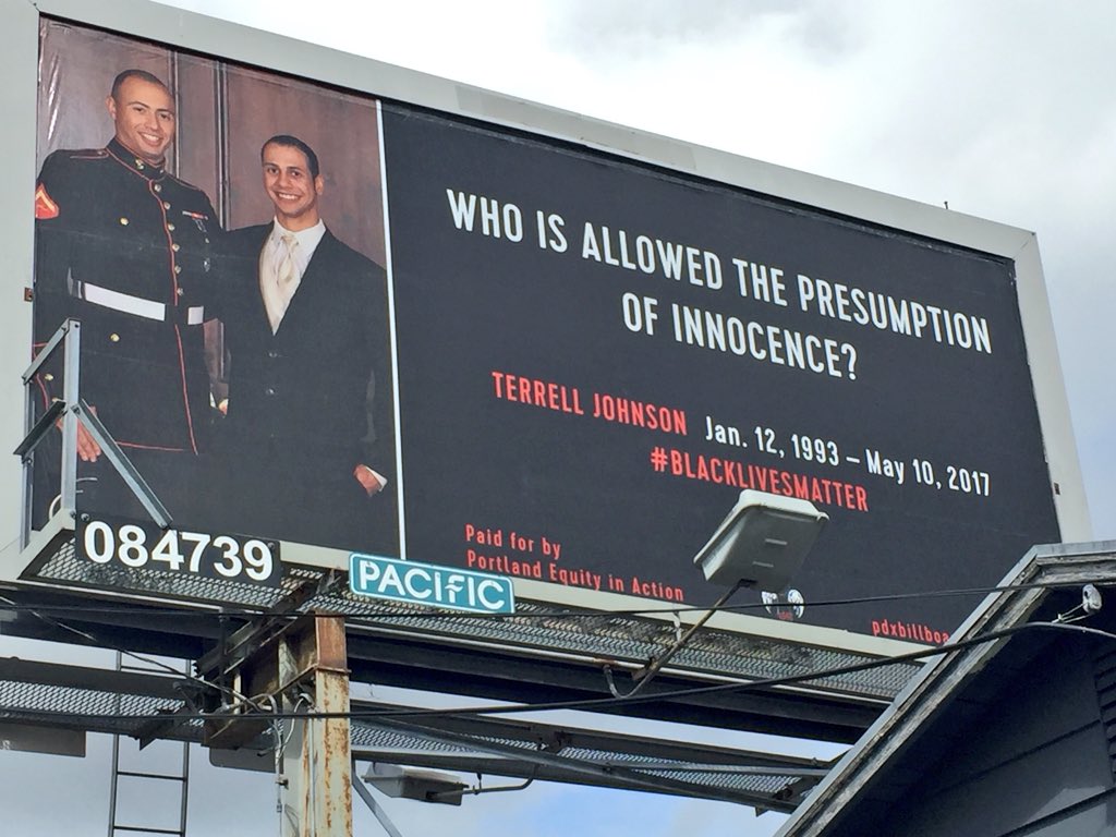 MikeKATU's tweet photo. SIGNS - a community group, Portland Equity In Action, is using billboards like these across the city to bring awareness of black men who’ve lost their lives in local police shootings. Your thoughts? #LiveOnK2 https://t.co/SN5vtOAXaB
