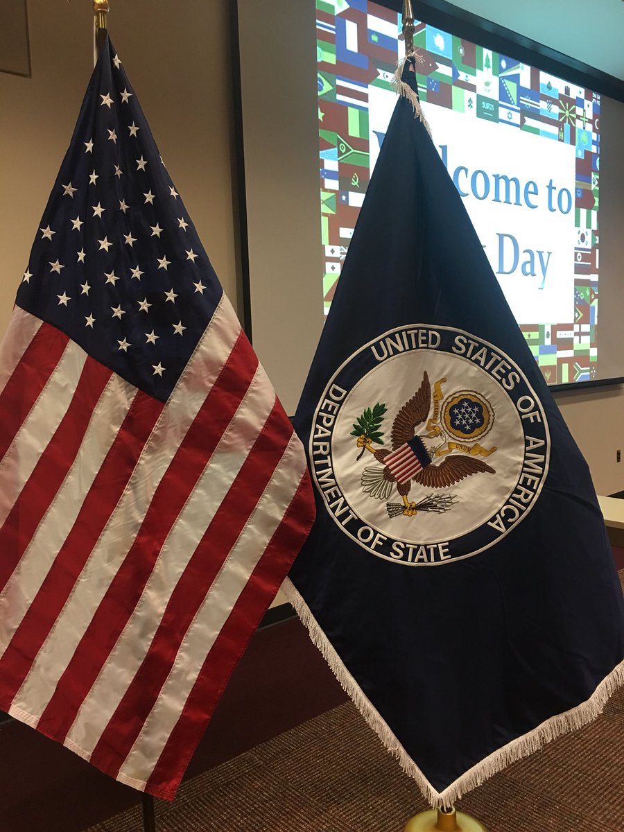 FSISPASDean's tweet photo. Flag Day for our fantastic 147th Foreign Service Specialist class! A great group! @FSIatState @StateDG #FSI https://t.co/v7oRXV2C6l