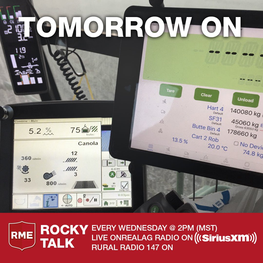 RMEHQ's tweet photo. Tomorrow on #RockyTalk Jasmine Brodziak, Agrimatics Marketing and Sales Representative, will be talking about @Agrimatics Libra Cart, a tablet and smartphone-based grain cart weighing and data management software.
.
.
.
@realagriculture #libracart #software @siriusxmcanada https://t.co/Z31dZtxvHh