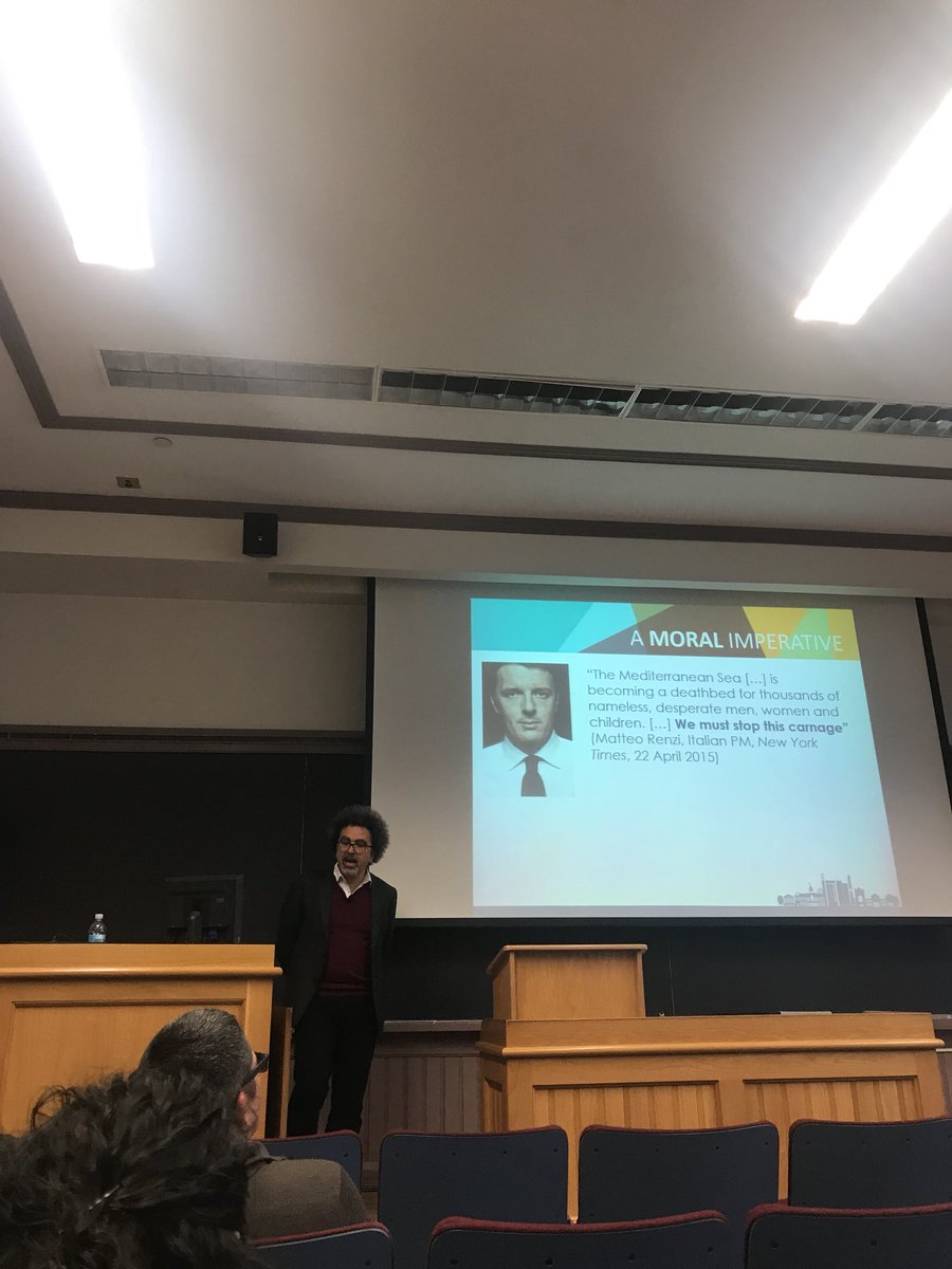 DACASeminar's tweet photo. “Meaning of ‘saving humans’ are staring to change from saving people at sea to limiting refugee populations; which migrant deaths count and which don’t.” -@nandosigona #harvardDACAseminar https://t.co/GFcdZN4WyJ