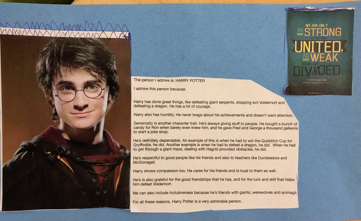 doctorgillian's tweet photo. grade 4 @montcrest character education. What #character traits make someone admirable? Who do you admire and why? #teachingmorality

#Courage #humility #generosity #dependability #respectfulness #compassion https://t.co/Oq8Qzy9xuz