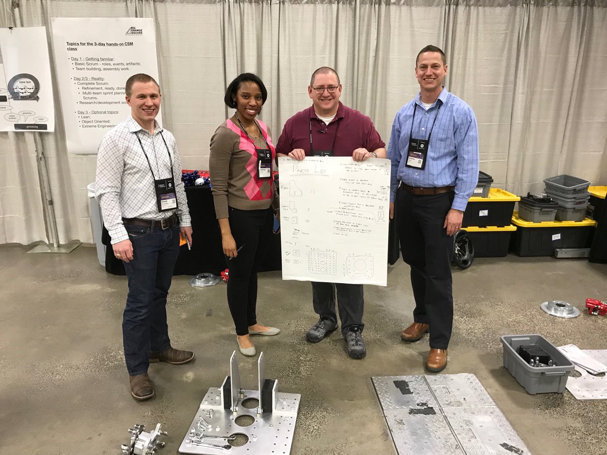 pborsella's tweet photo. This amazing #scrum4hw team at #sgmsp18 is pursuing “twice the product in half the time” by referring to a previous team’s manufacturing instructions to complete two suspension modules! https://t.co/R2A6UYp3hr