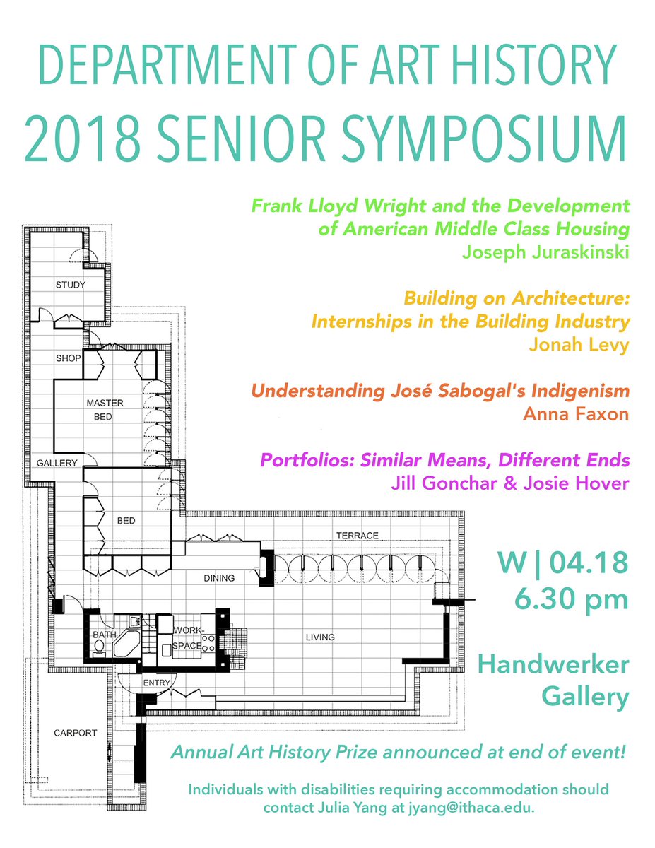 ichandwerker's tweet photo. Join us WEDNESDAY @ 6:30PM for the 2018 Senior Art History Symposium, featuring presentations by: Anna Faxon, Jill Gonchar, Josie Hover, Joseph Juraskinski, and Jonah Levy. The event is open to the public~ https://t.co/gOmJjfHlhs