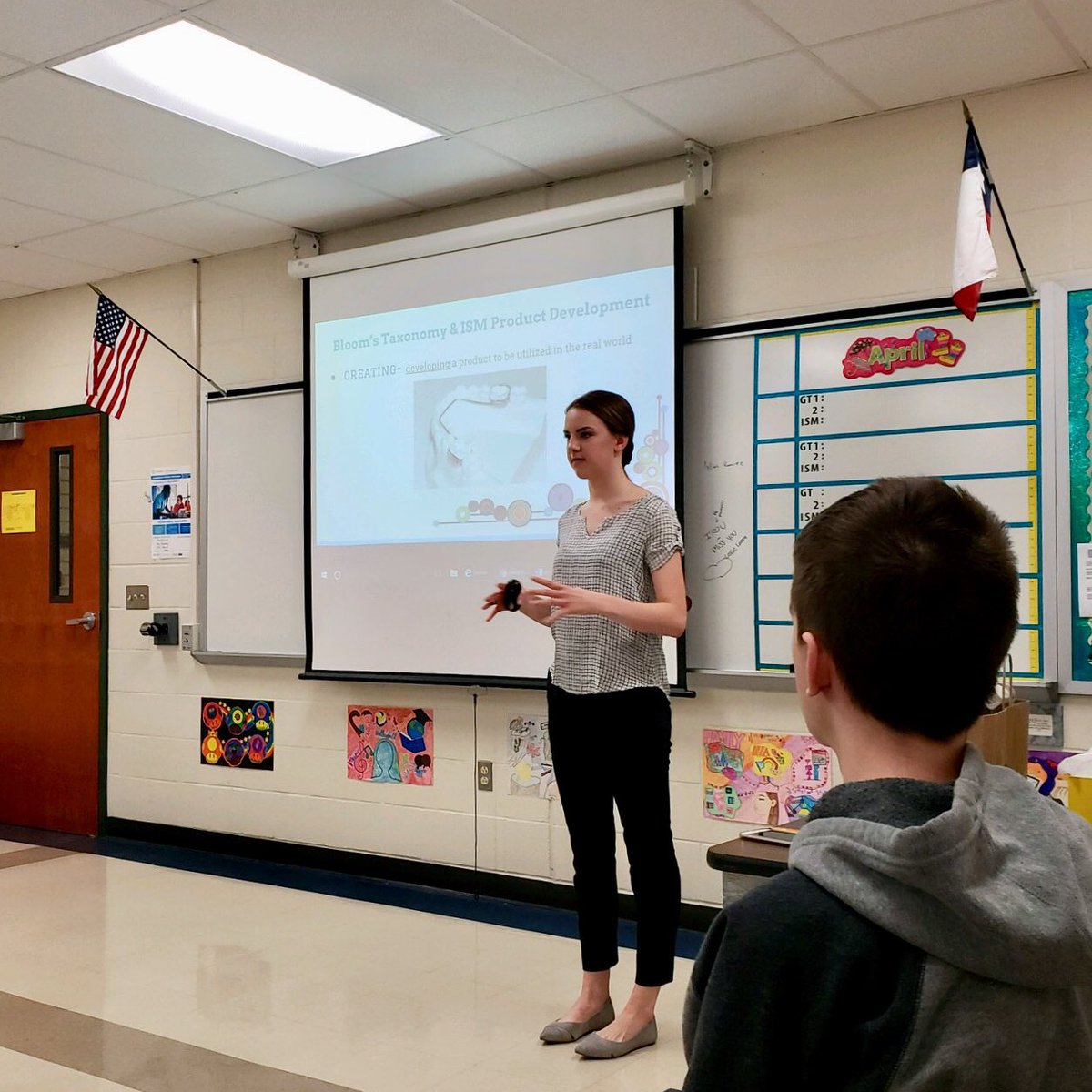 NISDStevensGT's tweet photo. Day 1 of ISM presentations complete! Maya discussing dentistry! Come support our uniquely talented students tomorrow for our 2nd round of presenters! #thefutureisbright #ismrocks #NISDInspired https://t.co/XvhQGvU9jE
