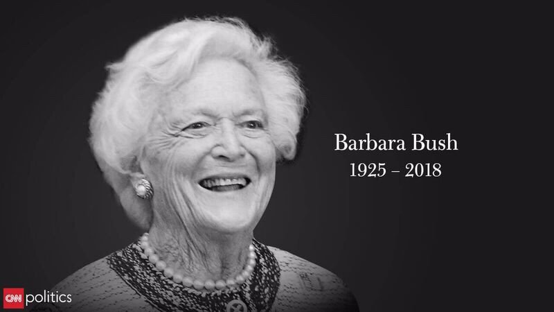 "Somewhere out in this audience may even be someone who will one day follow my footsteps and preside over the White House as the president's spouse. I wish him well," Barbara Bush said in 1990. The former US first lady is remembered for strength and humor. cnn.it/2HaL0JW