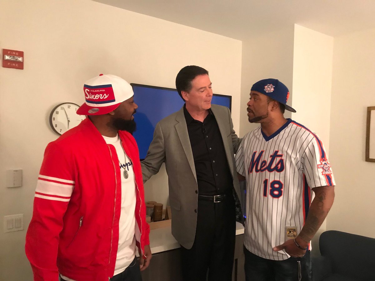 StephenAtHome's tweet photo. High level summit! Tonight! #WuTangForever #Comey https://t.co/EjUakcIqjl
