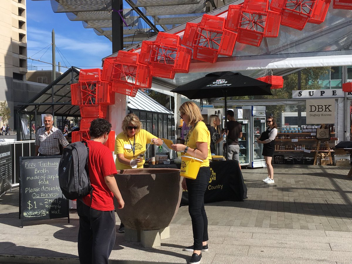Thanks so much to corporate volunteers from <a href="/peopleschoiceAU/">People's Choice CU</a> to help us today <a href="/TastingAus/">Tasting Australia presented by RAA Travel 🍽</a>! We’re serving broth made of surplus food now until 1pm &amp; from 5-7pm today!