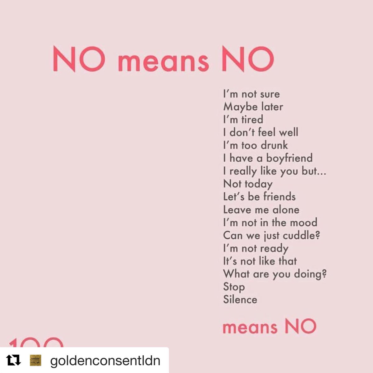yhypbaltimore's tweet photo. #Repost @goldenconsentldn with @get_repost
・・・
No doesn’t mean convince me. Only Yes means Yes! #educateouryouth #consent #safesex #likeforlike #commentforcomment #followforfollow #eradicaterape #nomeansno #knowboundaries #Goldenconsentldn https://t.co/aVselhHq6K