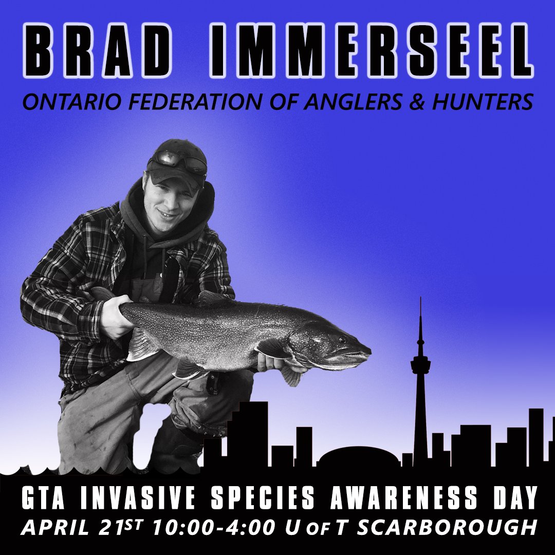gtainvasion's tweet photo. Public understanding of invasive species ecology is a vital aspect of effective management efforts. Brad from @OFAH will outline Ontario’s Invading Species Awareness Program @GTAinvasion @UTSC &amp; tell you how to increase your invasion IQ!
#toronto #gtainvasion #freeevents #uoft https://t.co/qWvagyMJ6G