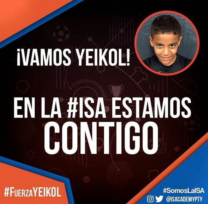 isacademypty's tweet photo. ¡Saldrás de esta, campeón! 👦⚽

Desde la International Soccer Academy te deseamos una rápida y satisfactoria recuperación, para que sigas destacando tu enorme talento en el rectángulo de juego 🏆

¡En la #ISA te esperamos con ansias, fuerza Yeikol! 😃👏 https://t.co/cUuastOrfo