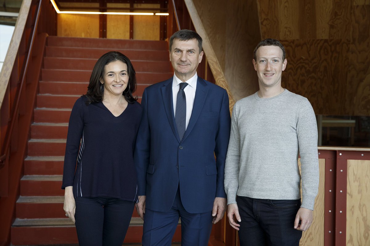 Discussed with Mark Zuckerberg and <a href="/sherylsandberg/">Sheryl Sandberg</a> the steps that Facebook has taken and plans to take to protect users #privacy and tackle #disinformation. There is a wider need to rebuild rebuild #trust. #GDPR shows the way forward.
