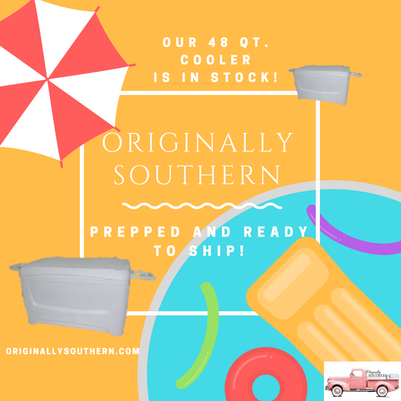 originallysouth's tweet photo. Think how good that cooler is going to look this summer by the pool!  We have 48 qt in stock and ready to ship.  #originallysouth https://t.co/NMl6eJfDHM #cooler #preppedandready https://t.co/VRoo0K5y30