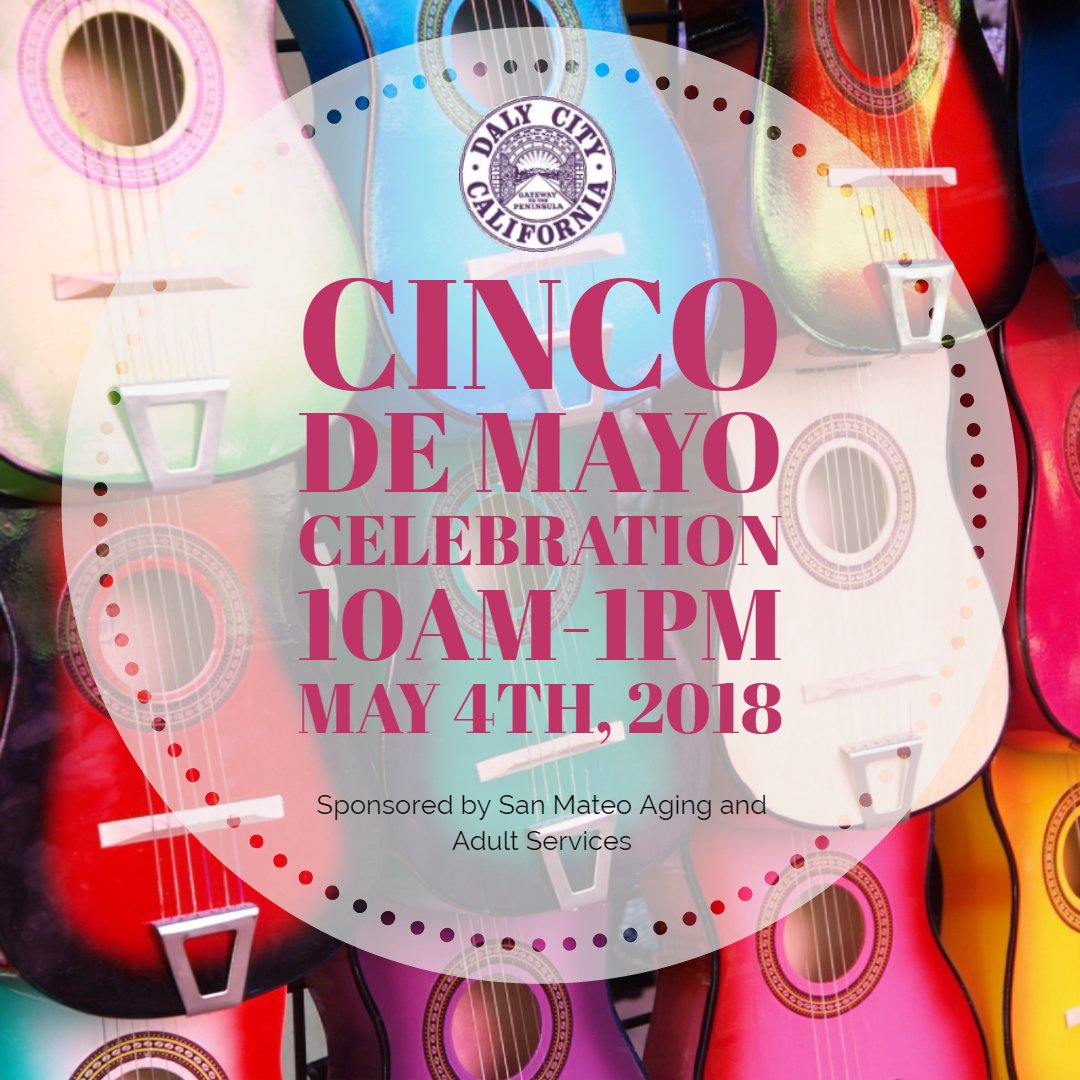 DalyCityRec's tweet photo. Let's TACO bout' the Cinco De Mayo event happening on May 4 at Lincoln Community Center! 10am to 1pm. There will be food, music, and entertainment. Suggested $5 donation (for ages 60+) and $7 REQUIRED if under 60 years old. For any questions, call Lincoln Center. https://t.co/uQQfZ4YcJx