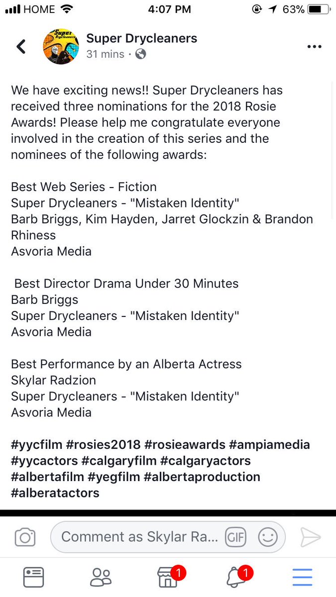 So exciting!! Great news to have for more motivation. 🎥♥️ #superdrycleaners #yycfilm #therosies