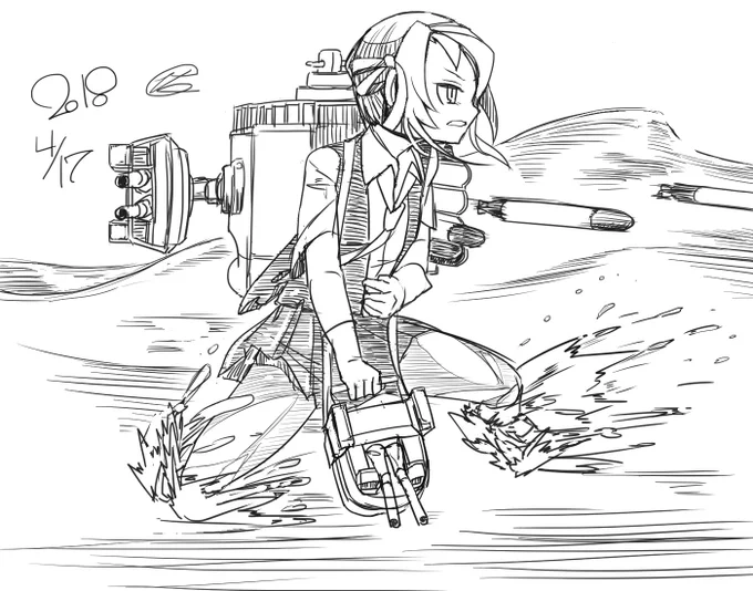 「野分」・・・其は戦場の嵐 #艦これ版深夜の真剣お絵描き60分一本勝負  #艦これ版真剣お絵描き60分一本勝負_20180417 