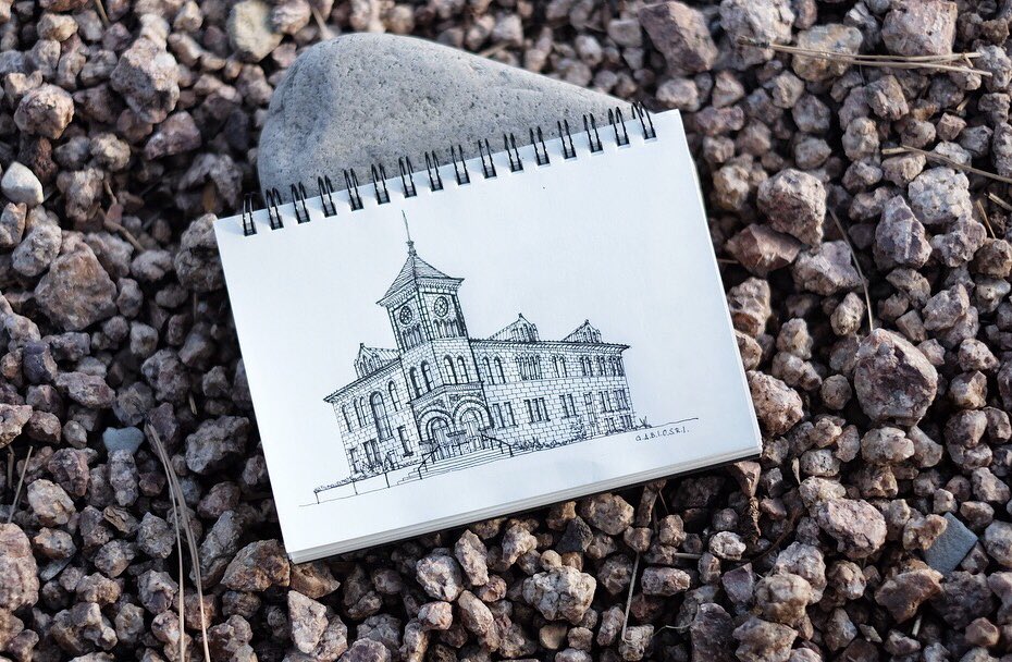 My freehand sketch of Coconino County Flagstaff Justice Court <a href="/DowntownFlag/">Downtown Flagstaff</a>. #GOsketchbook