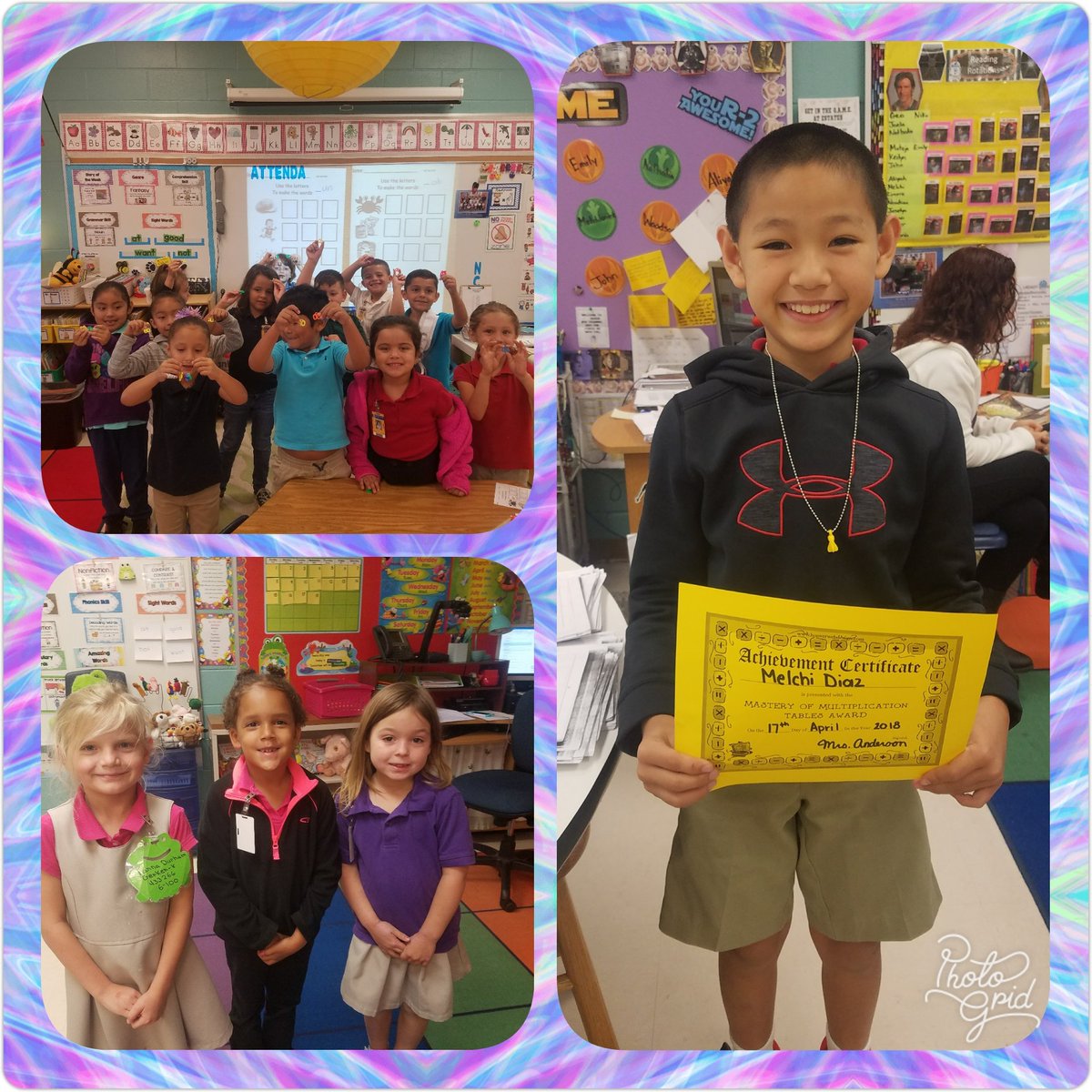 Mrs_Anderson16's tweet photo. Mrs.Wilsker, Mrs.Gerken, and Mrs.Nieves had students earn math charms today! Melchi from Ms.Sieren's class finished multiplication on Fast Math!! @EESpanthers @EES_4th_Graders https://t.co/ynJEAmlocM