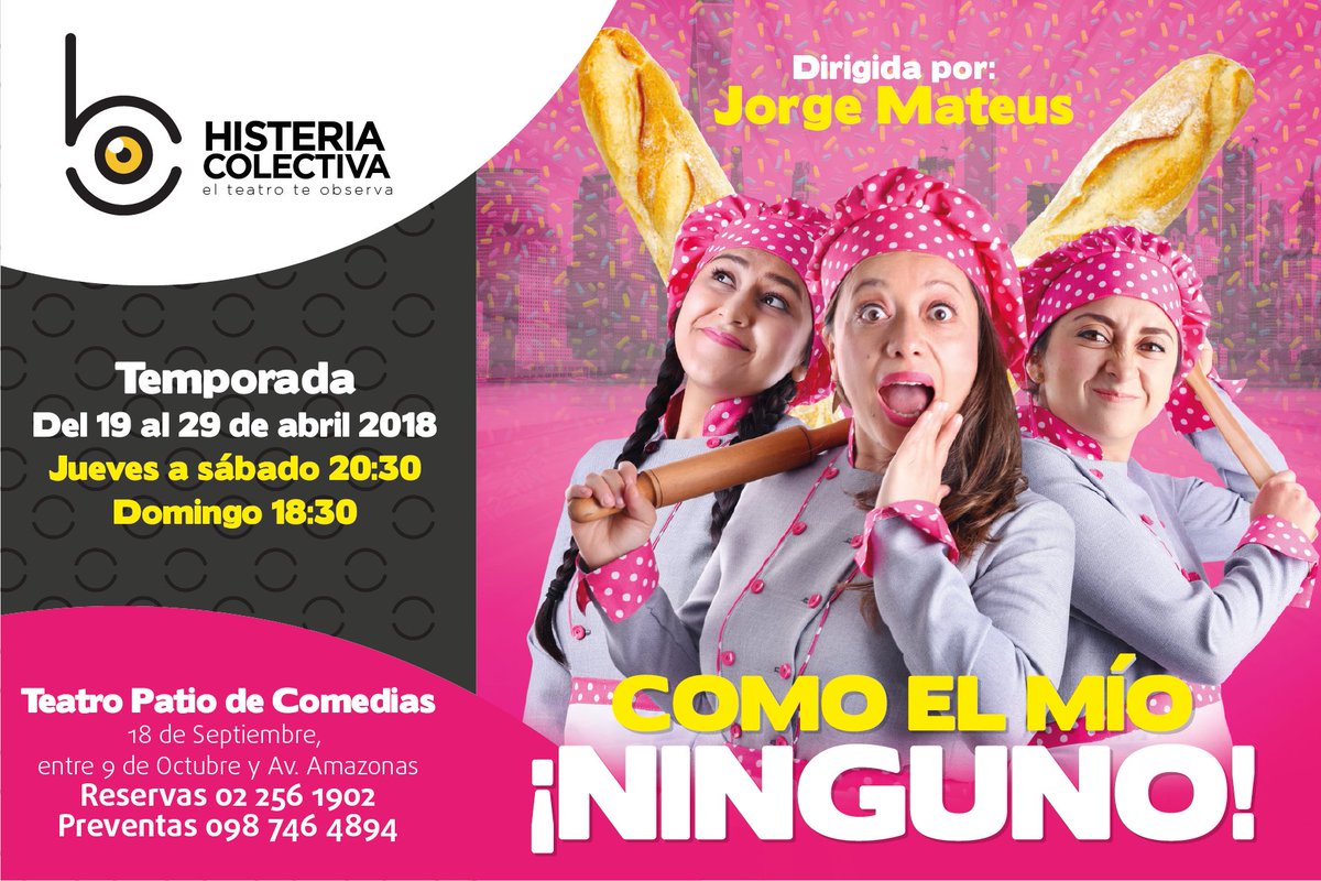 topmedia's tweet photo. https://t.co/42ZpB8T9H8 
¡No se pierdan la mejor comedia del año! Tienen 8 oportunidades de ir Del 19 al 29 de abril, de jueves a domingo en el Teatro Patio de Comedias #HisteriaColectiva #Quito #Ecuador https://t.co/jO1SxcFlVp