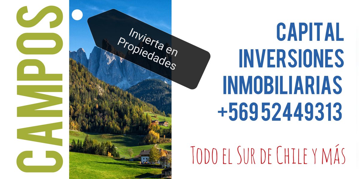 RE_INVERSIONES's tweet photo. Si buscas un campo agrícola, ganadero o inversión para parcelario tenemos soluciones para tus deseos

Enrique Gutiérrez |+56952449313
egutierrez.capital@gmail.com https://t.co/hREqkF53WZ