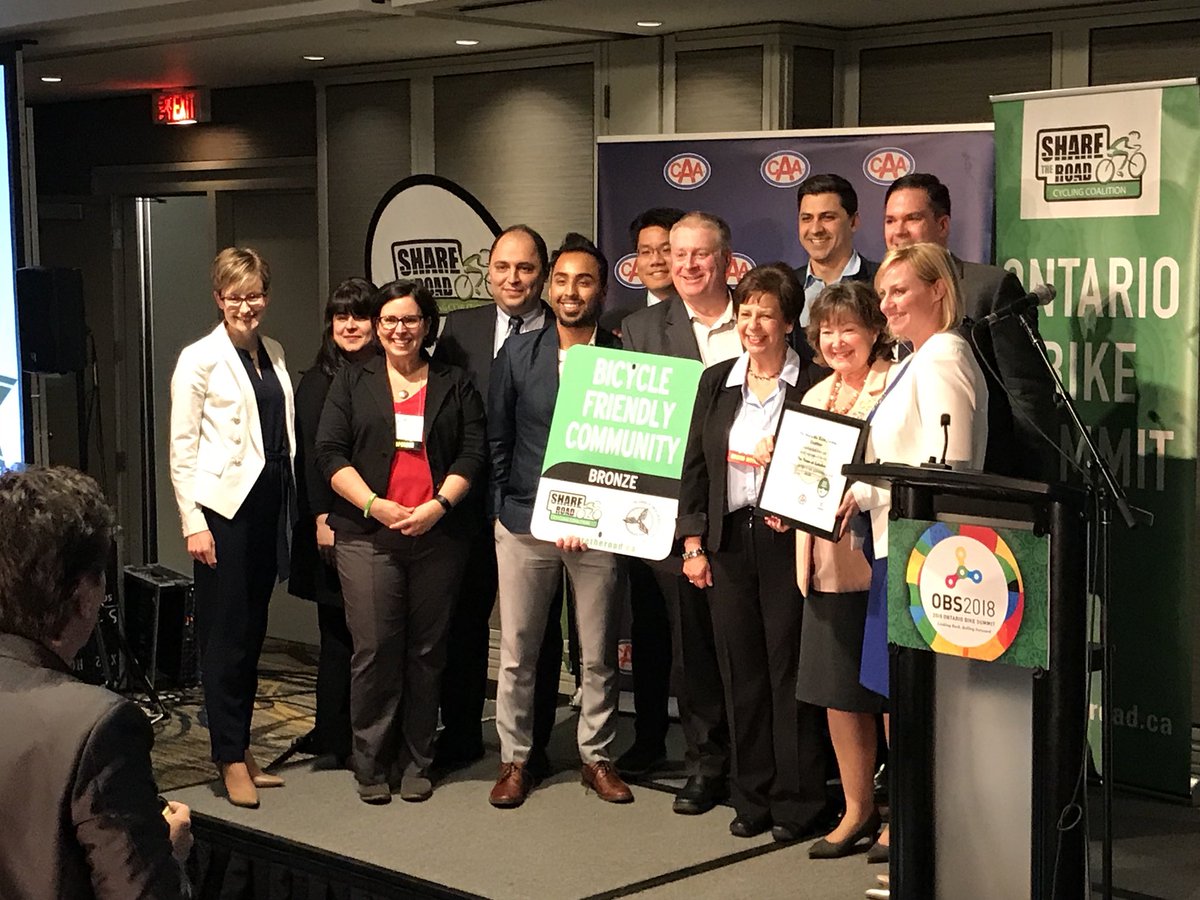 normanamiller1's tweet photo. Congratulations to #Caledon on receiving a Bicycle Friendly Community Award from @STRCycling Share The Road Cycling at #OBS2018! https://t.co/NbUxVCMCyh