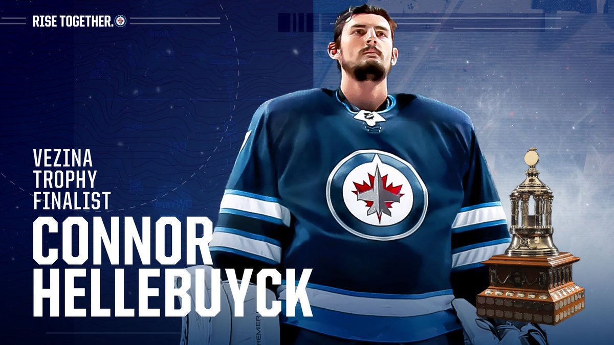NHLJets's tweet photo. Connor Hellebuyck named as finalist for Vezina trophy!  #BuckyForVez

Congrats, Connor! 🎉 

DETAILS >> https://t.co/qA79R7nNAZ https://t.co/soDCTgmOXj