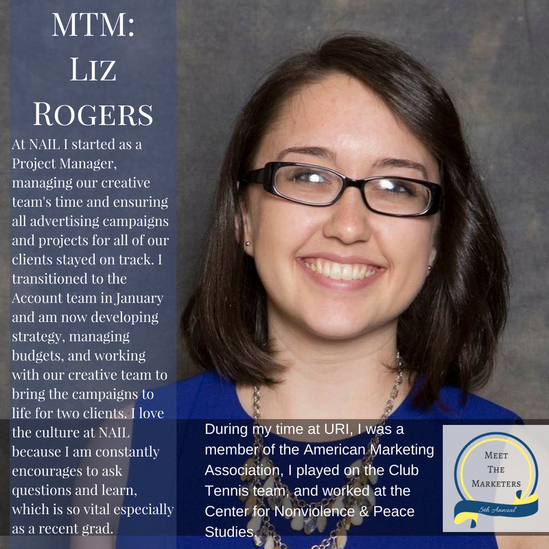 rhodyama's tweet photo. Introducing our third student alumni panel speaker: Liz Rogers! Liz is a project and account manager for NAIL Communications. Meet Liz &amp; our other guest speakers TOMORROW night at our Meet the Marketers event. 6-8pm in Ballentine!! Register in our bio :) https://t.co/q0HUkOVthn