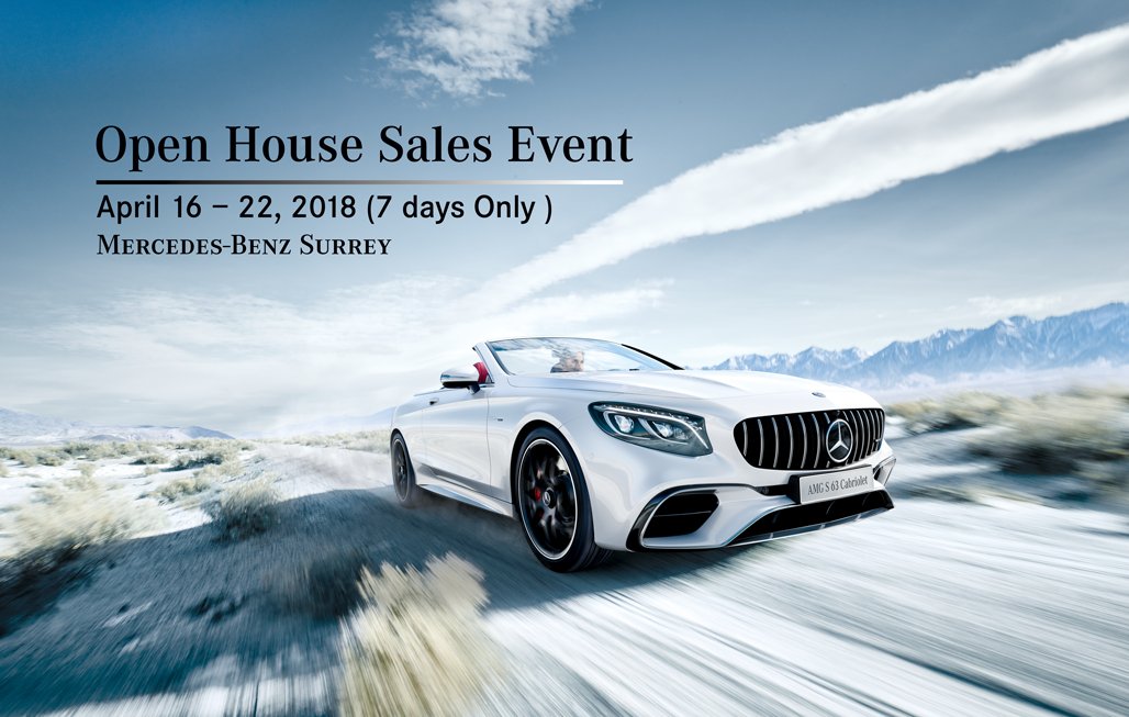 MBSurrey's tweet photo. Mercedes-Benz Surrey is having an Open House Sales Event from April 16th to April 22nd, 2018. 7 Days Only! Come visit us before the sales end! 
Details: https://t.co/qnBLN46c8U https://t.co/IFsF3PFBzQ