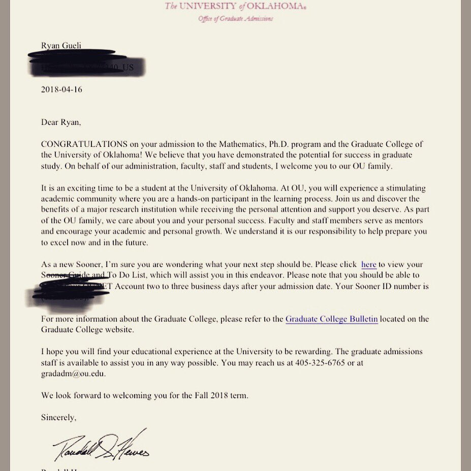 Mr_Math314's tweet photo. I am so excited to announce that I will be attending the University of Oklahoma in the Fall for my PhD in mathematics!!!! #BoomerSooner !!!
@go2ou @UofOklahoma #SoonerNation #soonerborn #soonerbred #soonerdead https://t.co/SbxFoVzoow