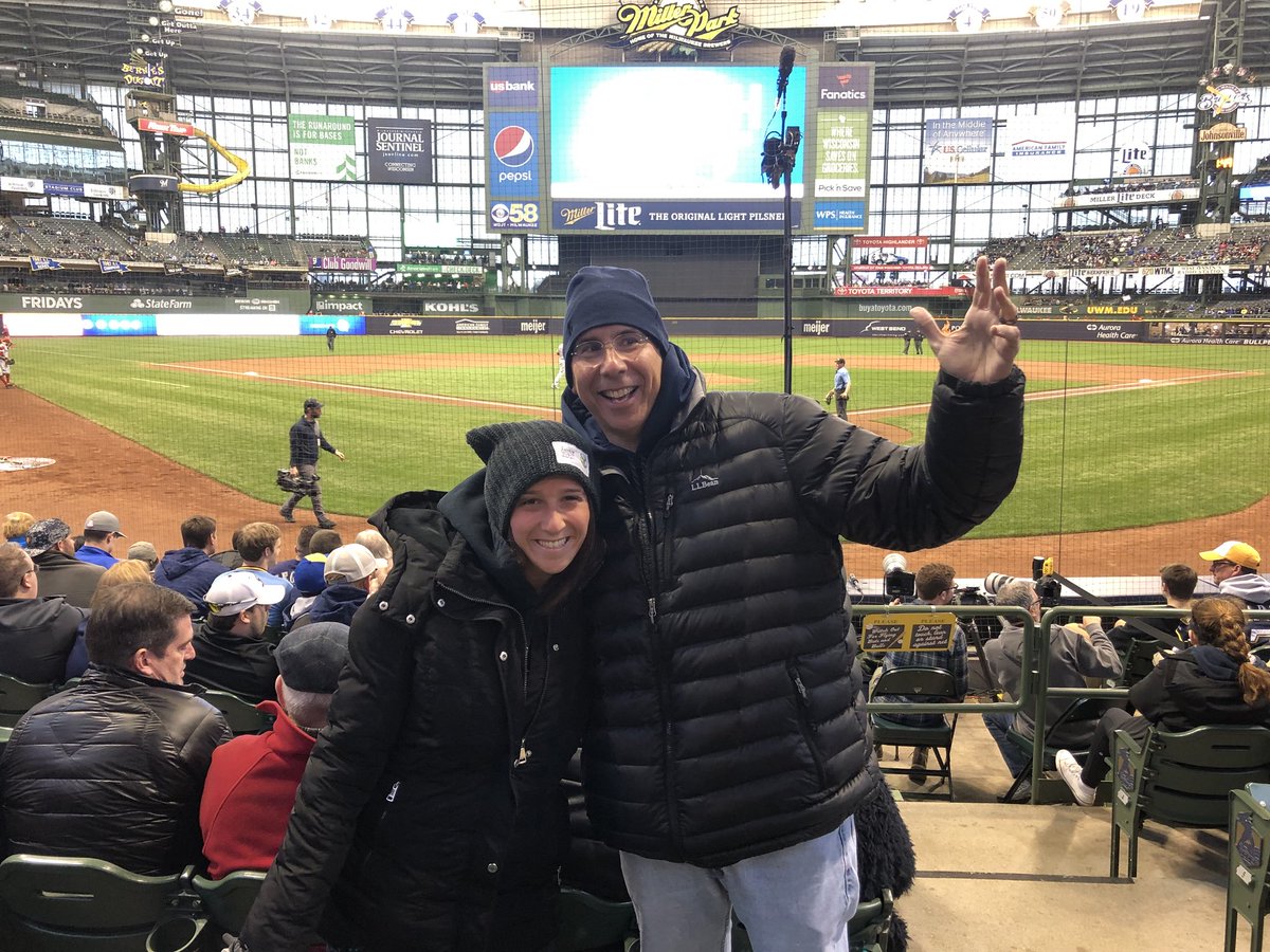 drdavemke's tweet photo. Rooting on #Counsell’sCrew, dressed for a @packers game at Lambeau, while rooting for the @Bucks using the @fswisconsin app #FearTheDeer #springinWI https://t.co/kF86xt26Tl