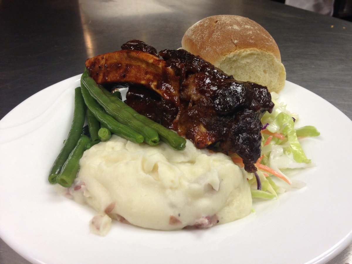 Beef BBQ Ribs and fresh mashed potatoes for dinner at Beachside! Stop by and get a taste!