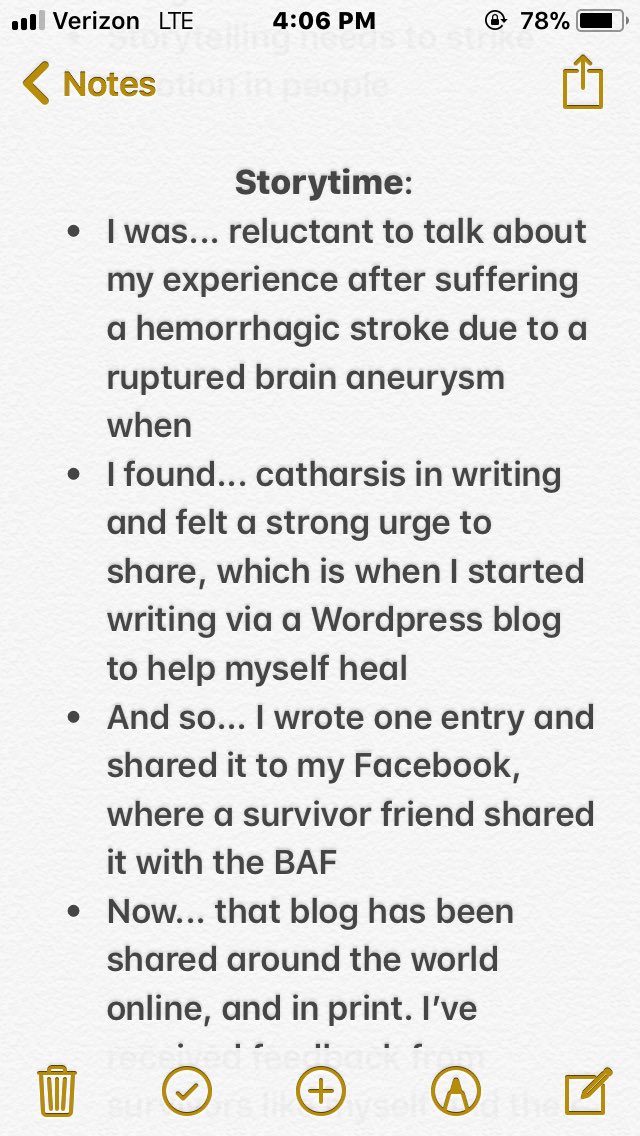 RoRe017's tweet photo. @thePositiveMOM_, I didn’t have the chance to speak with you personally or share this with you at the conference, but here is the condensed story I wrote using your prompt, today!

Thank you, again, for sharing your passion and purpose!

P.S. BAF is the Brain Aneurysm Foundation. https://t.co/V8iPoIjzju
