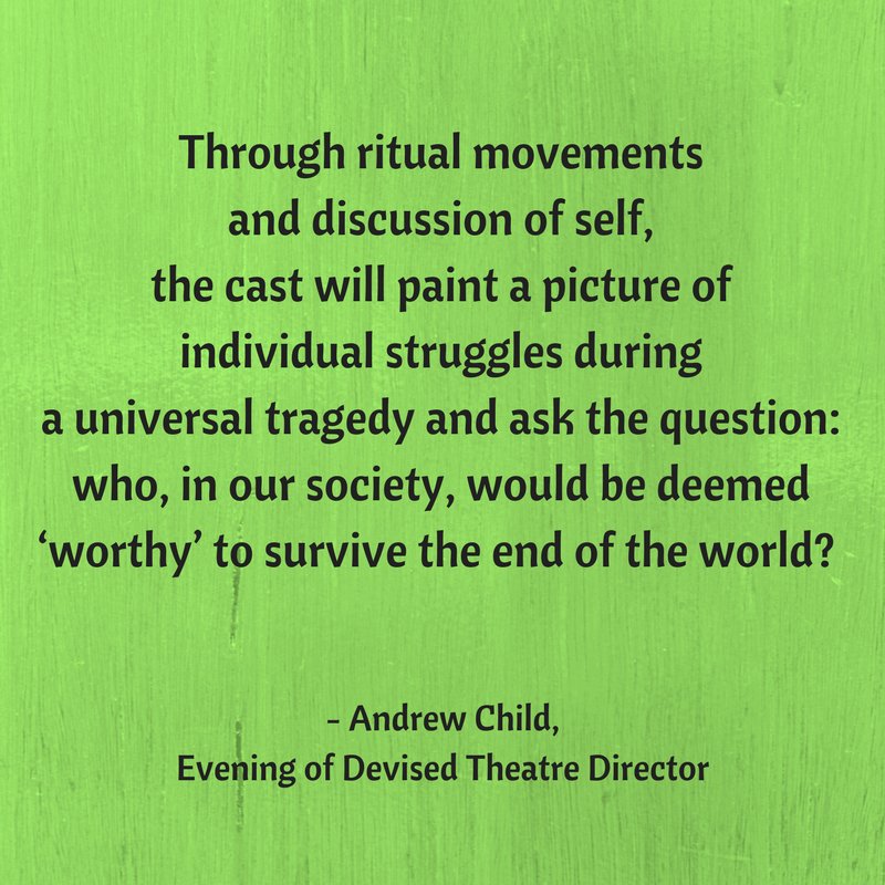 artfromsuburbia's tweet photo. Want to tell an apocalyptic story? Join "Darwin's Ark" director @Drewchild96 during our Evening of Devised Theatre. Sign up to audition on May 1 or 2 - DM us here or e-mail artistsfromsuburbia@gmail.com. #southshorema #bosarts https://t.co/w1jCOEwUyb