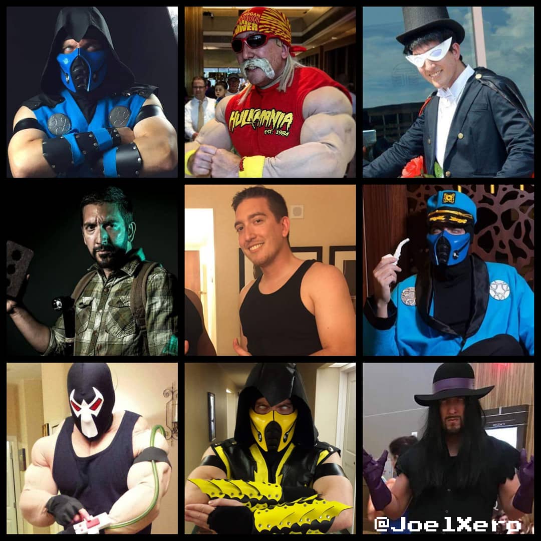 JoelXero's tweet photo. #CosplayVsCosplayer
Thought these posts were really neat so I decided to try it out. 

#subzero #HulkHogan #tuxedomask #joelmiller #subhefner #bane #mk   #Scorpion #theundertaker #wwe #dc #wwecosplay #thelastofus #joelxero #dccomics #anime  #mortalkombat #thelastofuscosplay https://t.co/g27jL5GP7H