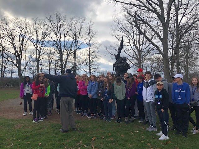 NDPMA's tweet image. Notre Dame 8th-graders visit @GettysburgNMP on their way to Washington, DC. #HistoryStudents #DCbound
