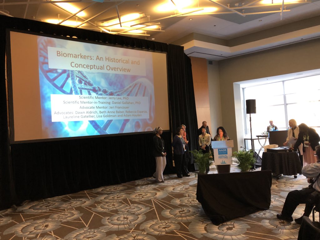 jleePSOC's tweet photo. Soo proud of @DawnKA @GoldmanLisa @adamhayden @rebeccaesparza @4KidsCancerTx Laureline who have taught me about #cancer #biomarkers from their #survivorperspective #surTHRIVER #AACRSSP18 graduates! 👏Kudos to advocate mentor @FrancoeurJeri &amp; junior mentor @ElderSarahGrace #AACR18 https://t.co/dtXlAa5z8b