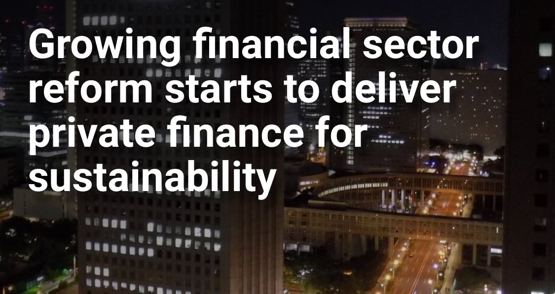 ImpactGlocal's tweet photo. Huge progress on reforming the global financial system over the last four years has started to deliver desperately needed financing for sustainability
https://t.co/rSoNllASpY

Growing financial sector reform starts to deliver private finance for sustainability 

#Agenda2030 https://t.co/NBylVZ9VKn