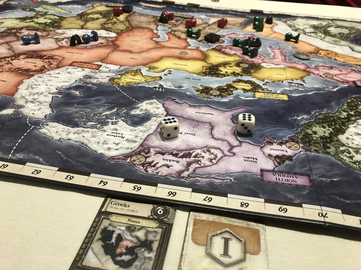 Boardgame_girl1's tweet photo. I beat #TheRon at the new #HistoryoftheWorld @Zmangames_ An even briefer version than #BriefHistoryoftheWorld w 1 less Epoch. Deceptively light. Did you hear me scream? I was ecstatic! #onepoint #winner #TheRonNeverLoses #ExceptToday #BestDayEver #boardgames! #friends #gof2018 https://t.co/uk3WYvl2fg