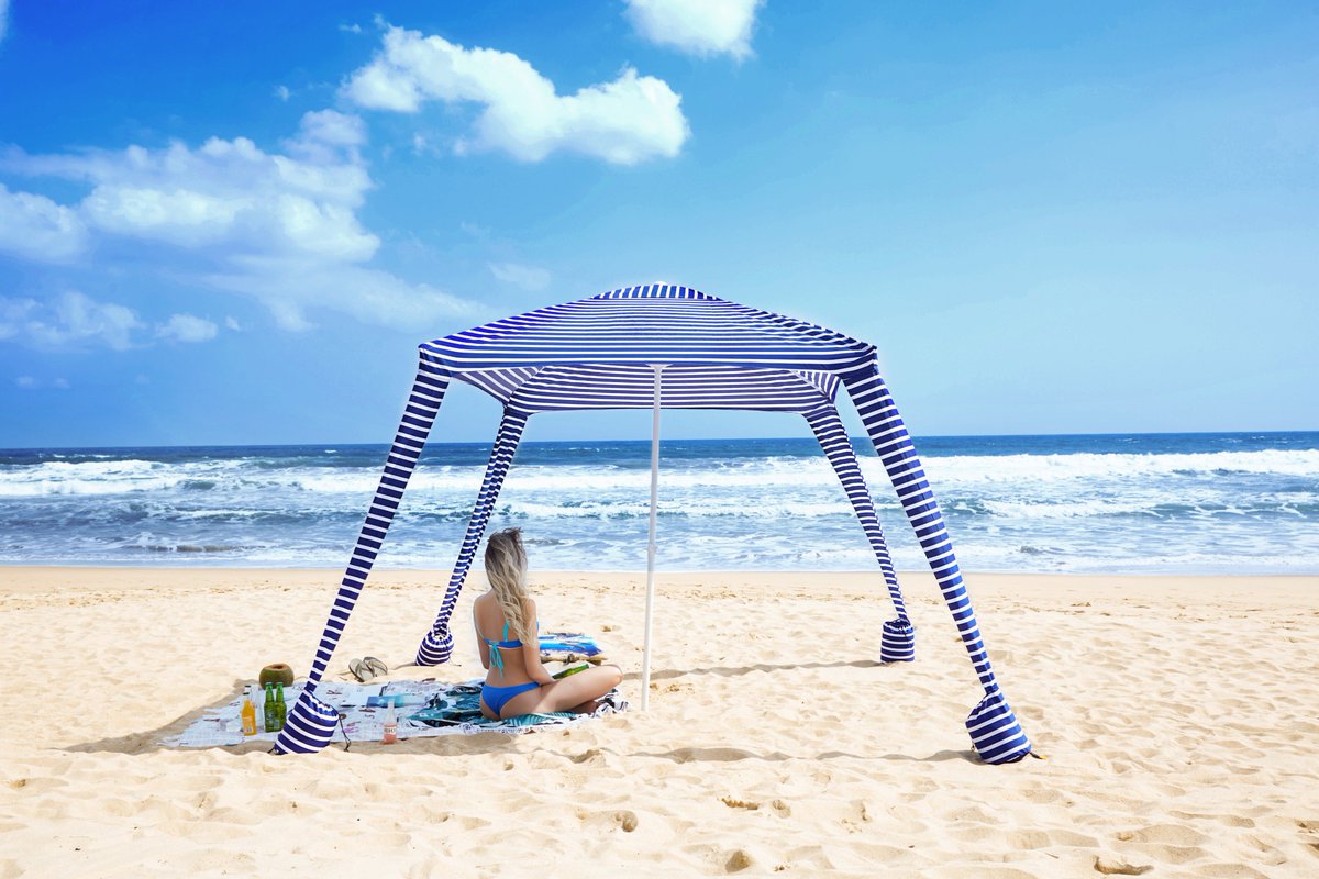 AmmsunOutdoor's tweet photo. AMMSUN blue and white strip cabana with large area for shade keeps you away from harmful rays. #ammsun #beach #beachumbrella #cabana #cool #sunshine #leisuretime #goodquality #goodprice #amazing #bluesky #sea https://t.co/LRlq8LFkp6