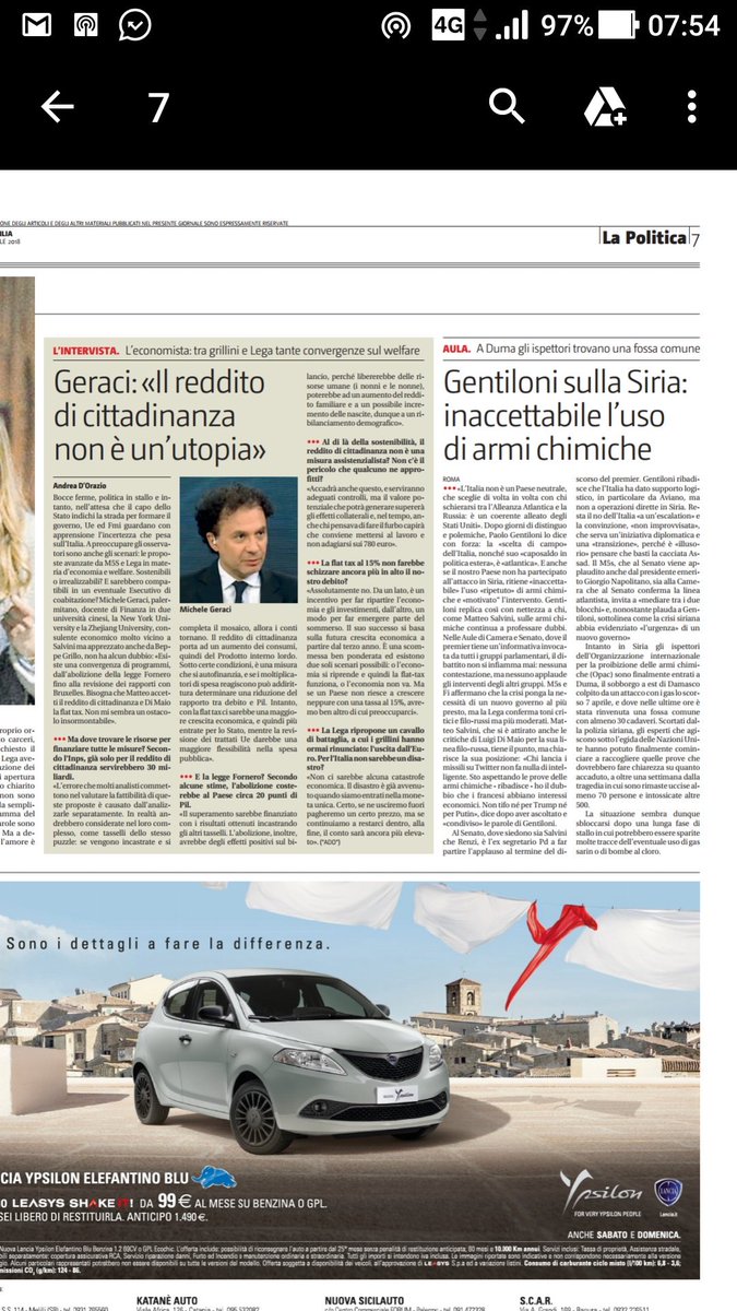 roginex's tweet photo. Intervista del Giornale di Sicilia oggi a pag. 7 al prof. Michele Geraci, economista palermitano, grazie al direttore Marco Romano e al bravo collega Andrea D'Orazio (a cura di Roberto Ginex, ufficio stampa, comunicazione e pr) https://t.co/aPwJCtKwNO