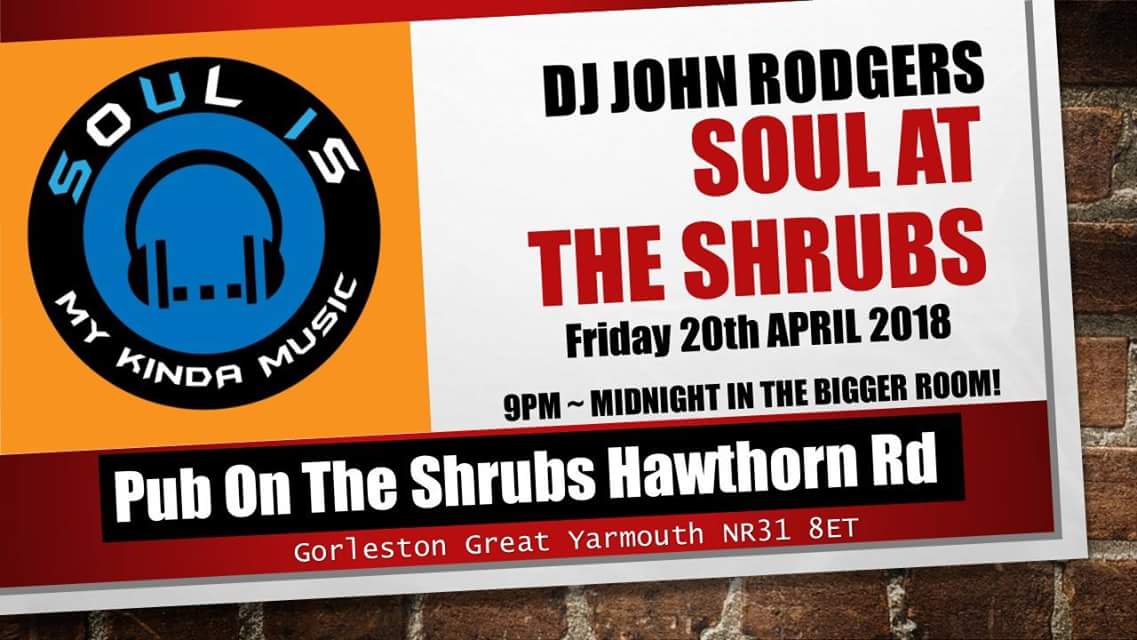 This Friday <a href="/pubontheshrubs/">Pub on the Shrubs</a>  9pm - Midnight #soul #funk #motown #disco