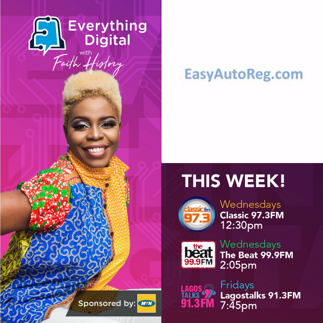owanikin's tweet photo. Hi Guys,

Due to 'popular demand' @EasyAutoReg episode on @EverythingDigNG will be airing today @ClassicFM973 12:30pm, @THEBEAT999FM 2:05pm &amp; @LagosTalks913 7:15pm on Friday.
You can also listen online via:
https://t.co/VPje7TZoAq
https://t.co/pH7zvqeUMu
https://t.co/kr9x3jzXVS https://t.co/JVy6j7J49M