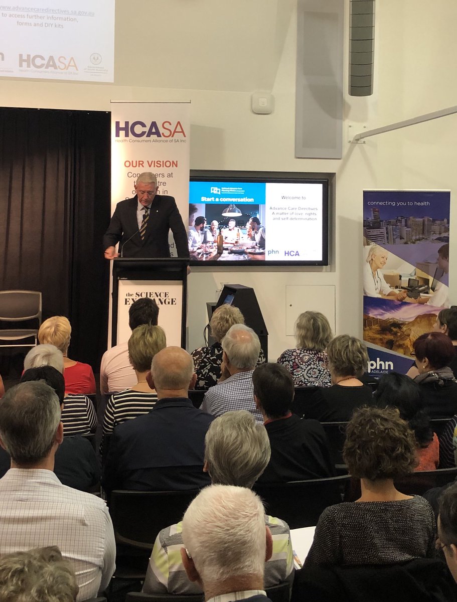 HealthConsumers's tweet photo. Keynote speaker Ian Henschke, Advance Care Planning Week Ambassador and National Seniors Australian Chief Advocate, provides a consumer perspective on the importance of Advance Care Directives #acpweek18 https://t.co/RgDMxTypUT
