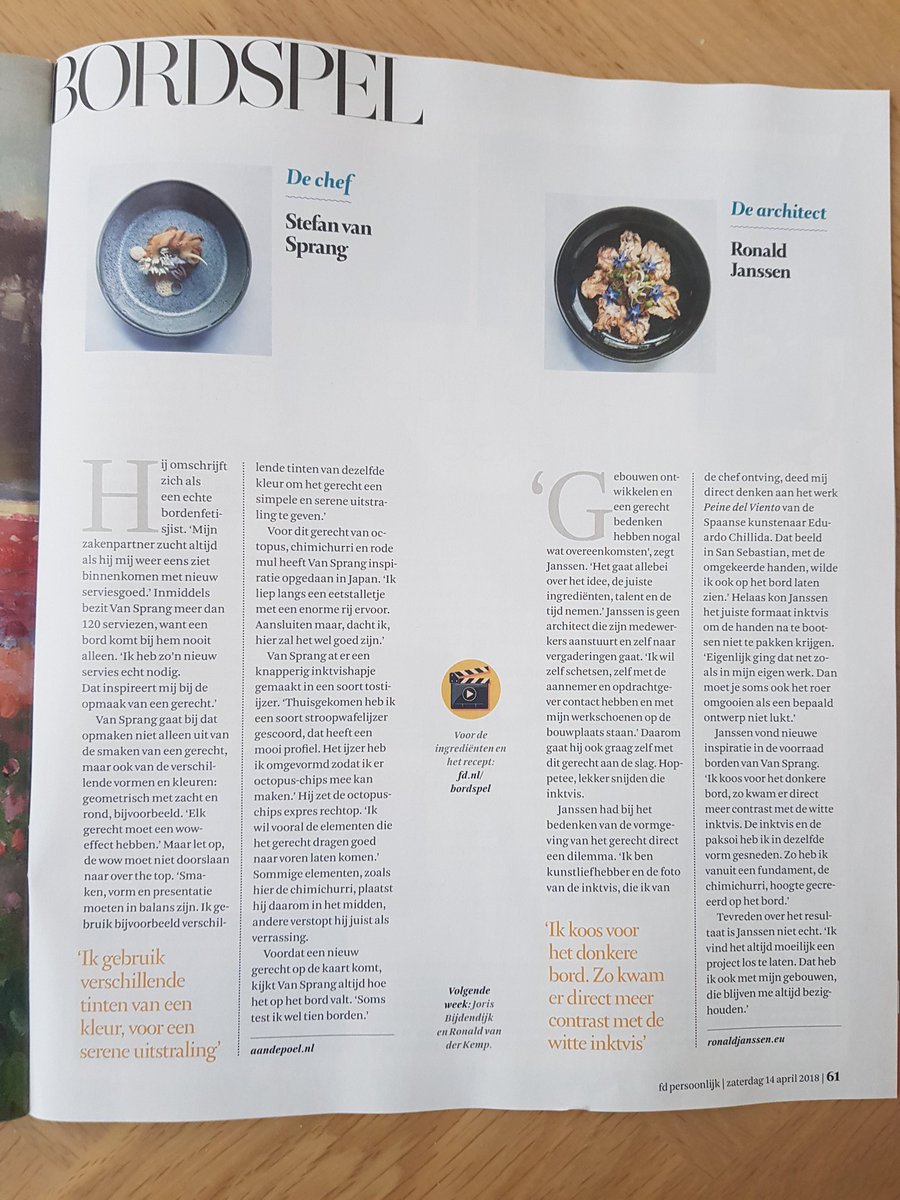 Eerste aflevering van een reeks over plating voor FD Persoonlijk, het weekend magazine van FD. Met Ronald Janssen architect en Stefan van Sprang  (#aandepoel) fotografie <a href="/RonaldHoeben/">Ronald Hoeben</a>