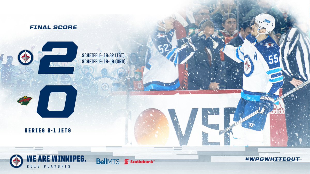 NHLJets's tweet photo. t-WIN CITIES! 🙌

Time to head back home to OUR ICE with a 3-1 series lead!

#WPGWhiteout #GoJetsGo #WPGvsMIN https://t.co/l2ECOJe1aB