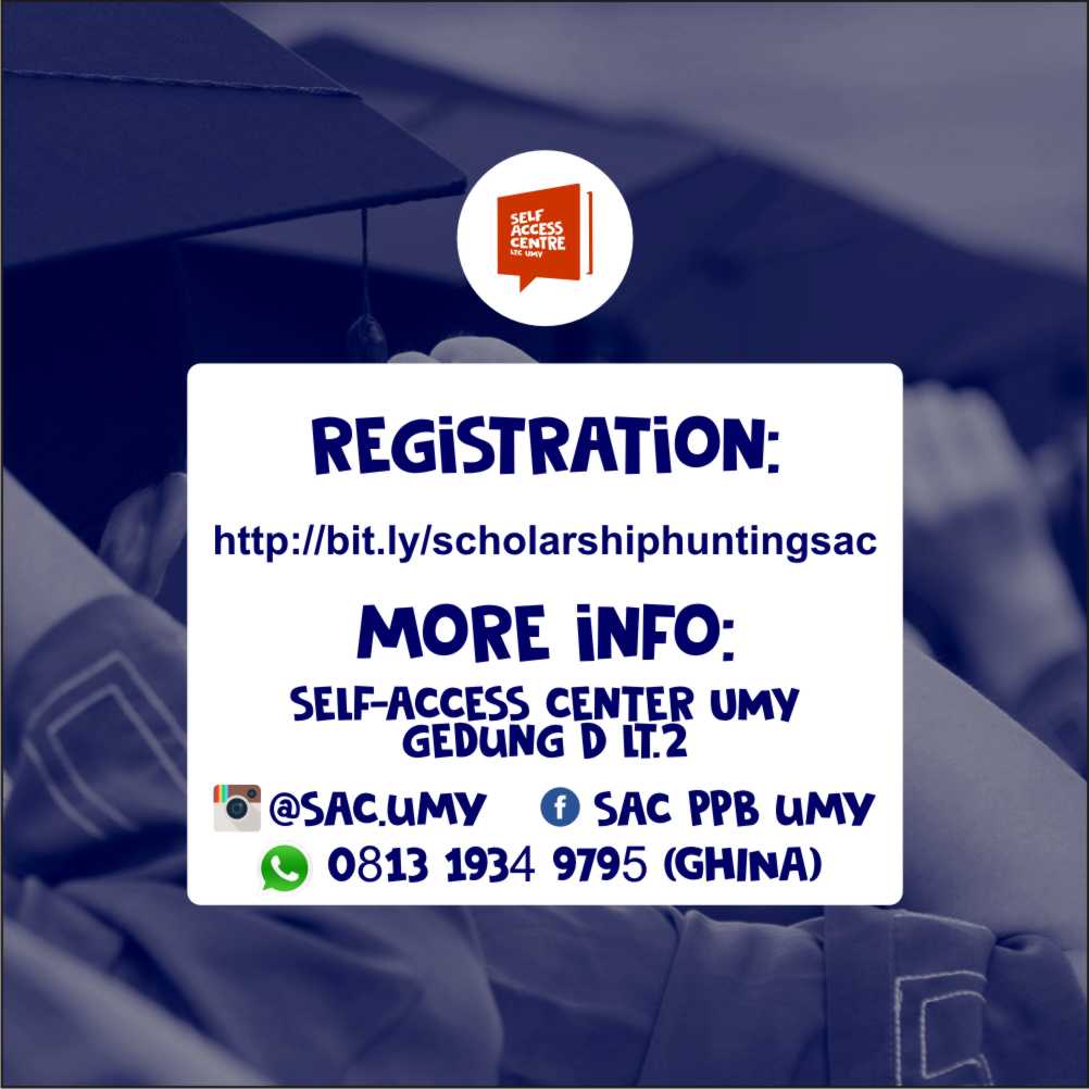 hello gaes!! apa kabar kalian hari ini?
SAC bakalan ngadain "Scholarship Hunting" Bakalan ada banyak kejutan di acara ini. Yuk segera daftarkan diri kalian. (FREE)

Pendaftaran bit.ly/scholarshiphun…