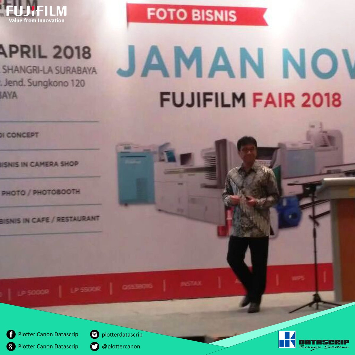 FujifilmDTS's tweet photo. Fujifilm Indonesia bekerjasama dg Pt Datascrip mengadakan Photo Imaging Roadshow yg menampilkan Acuity LED1600II. Bertempat di Hotel Shangrila Surabaya, para peserta antusias mengetahui teknologi plotter UV ini.
#fujifilm #roadshow #photoimaging #acuity #datascrip #UV #printer https://t.co/fkYeqIzsIl