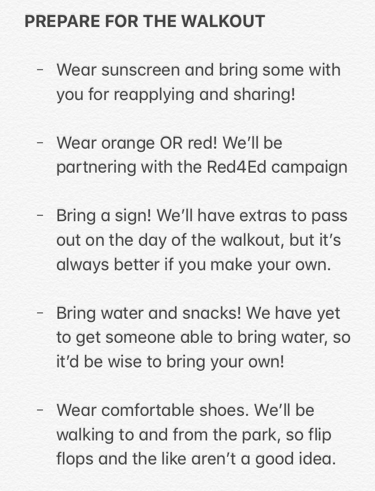 HhsWalkout's tweet photo. Be smart and prepare for the walkout! Here’s a list of things you should know for Friday #HHSwalkout https://t.co/ML7Tsd9raP