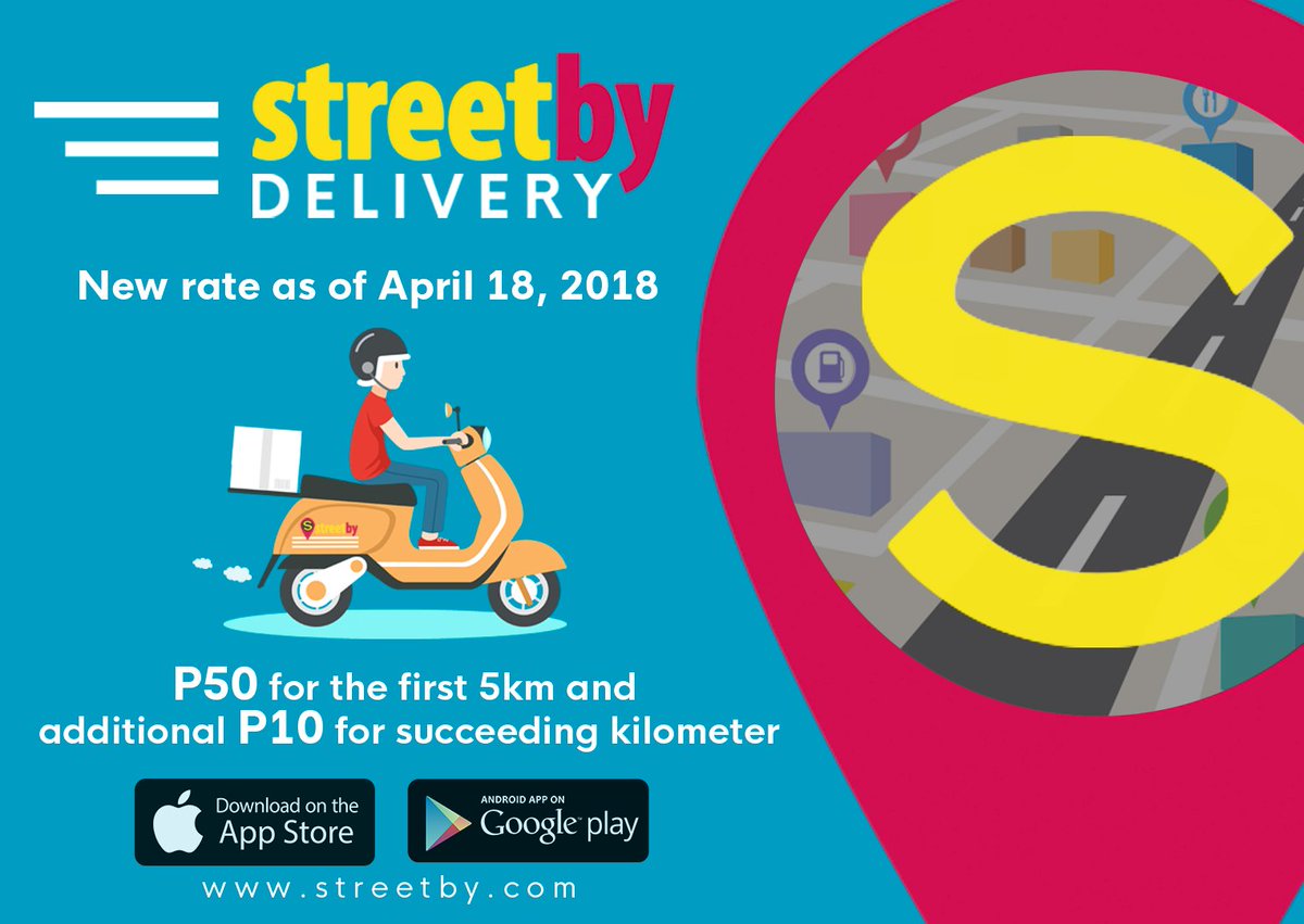 StreetByApp's tweet photo. Streetby delivery made even faster! 🛵💨
New rate is up for a better service.
P50 for first 5KM and additional P10 for succeeding KM.

Happy Tapping!
#streetby #lifestyleapp #tataklokal #delivery #cdo #cdodelivery #food #drinks https://t.co/vln8IcuUwh