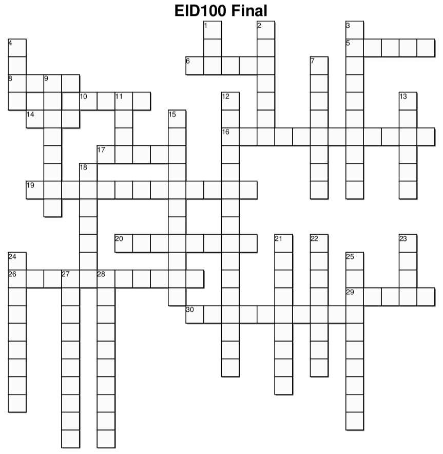 EID100_RU's tweet photo. Here's the #eid100 final exam crossword! https://t.co/sMiSmDrOhk https://t.co/5N2YNdMZWO