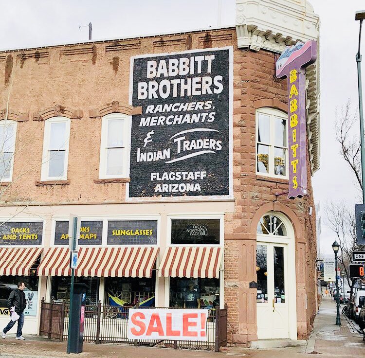 GeorgeMiley's tweet photo. Downtown Flagstaff 
A month ago, on a cold, rainy day.
Step inside the...
Weatherford Hotel, opened 1897
Babbitt Outfitters, since 1888
Grand Canyon strata
Cushion? 
-Hanna Miley
#flagstaff #weatherfordhotel #babbits #outfitters #rainyday #grandcanyon #strata #arizona #seating https://t.co/tIBVuIefIH